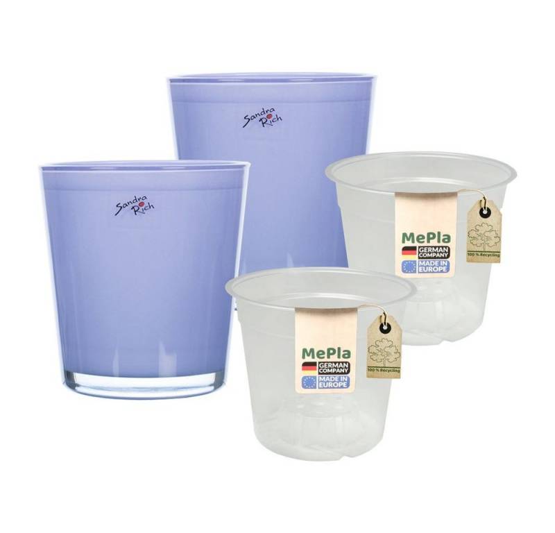 Heimwerkercenter Übertopf MePla - 2 Stück - Glas-Orchideenkübel ø 12,5 + Pflanztopf 12 von Heimwerkercenter