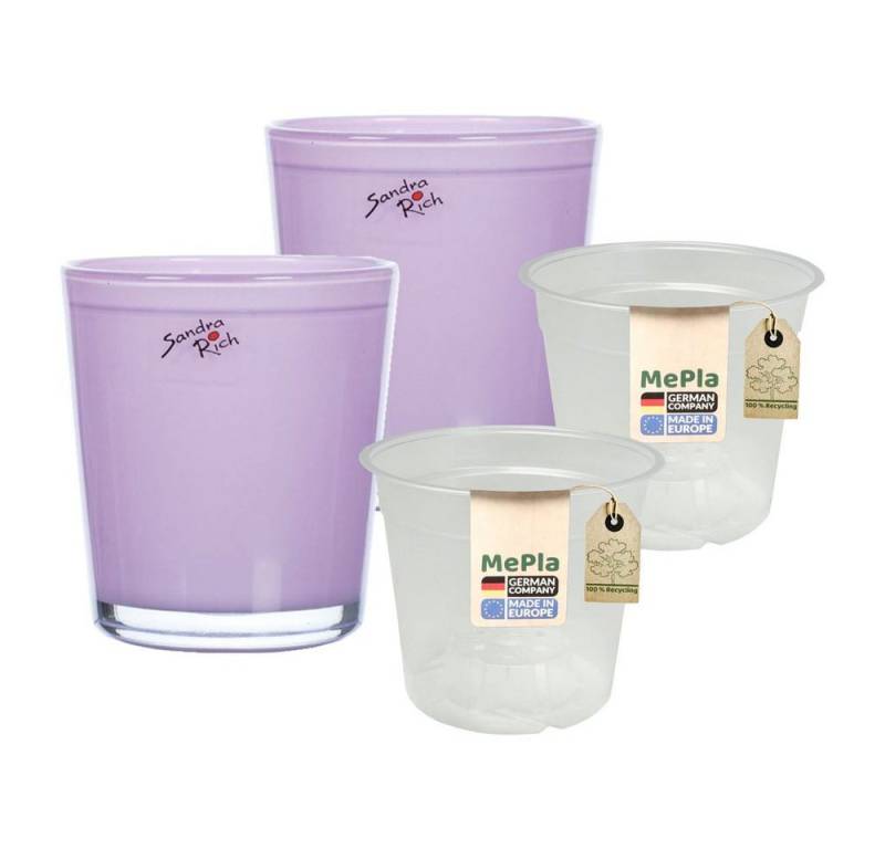 Heimwerkercenter Übertopf MePla - 2 Stück - Glas-Orchideenkübel ø 12,5 Pink + Pflanztopf 12 von Heimwerkercenter
