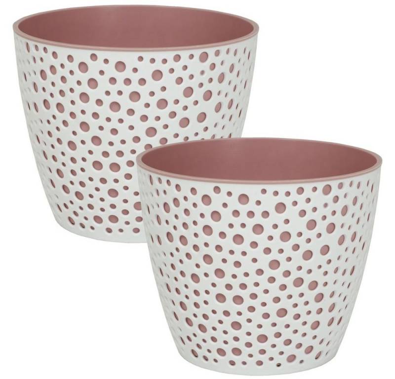 Heimwerkercenter Übertopf MePla - 2 Stück Übertopf VERO -ø11cm - weiss/pink von Heimwerkercenter