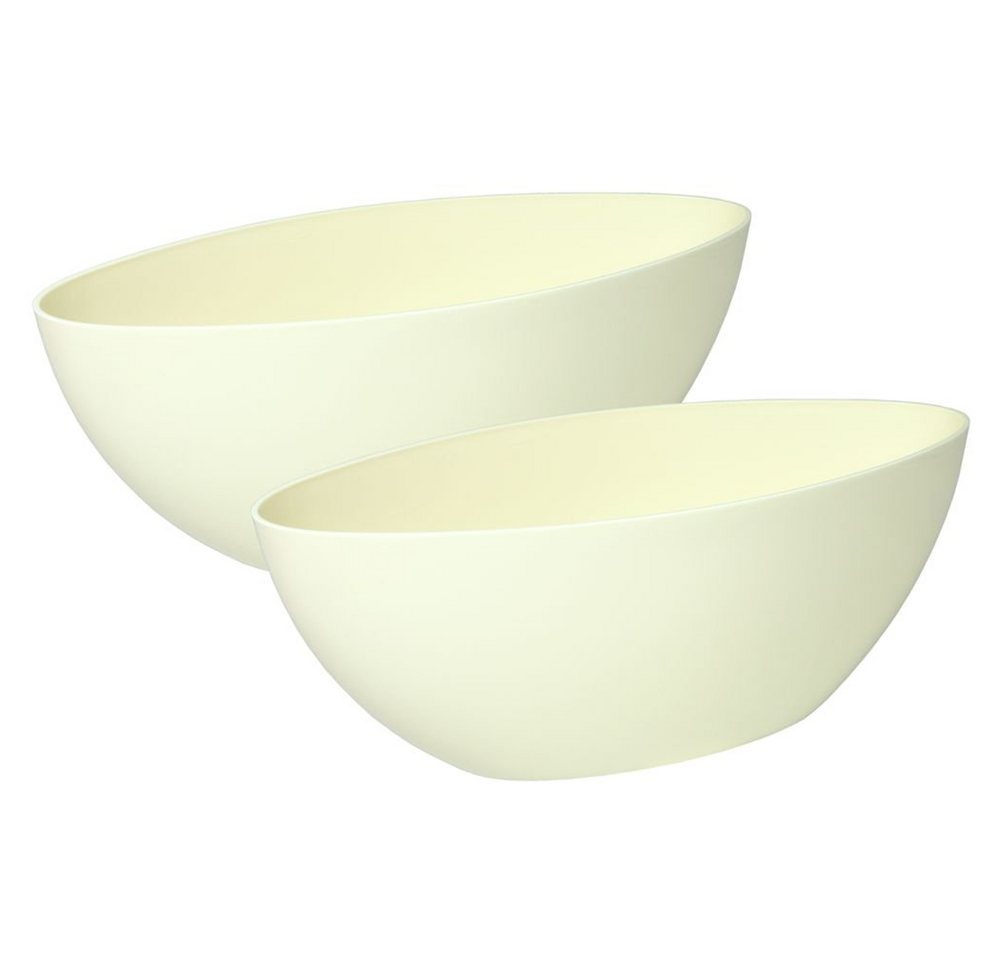 Heimwerkercenter Übertopf MePla - 2Stück Schale OVAL - wetterfestes Pflanzgefäß - UV-beständiger Blumenkübel - Pflanzschale - Schale - L 21 cm - creme von Heimwerkercenter