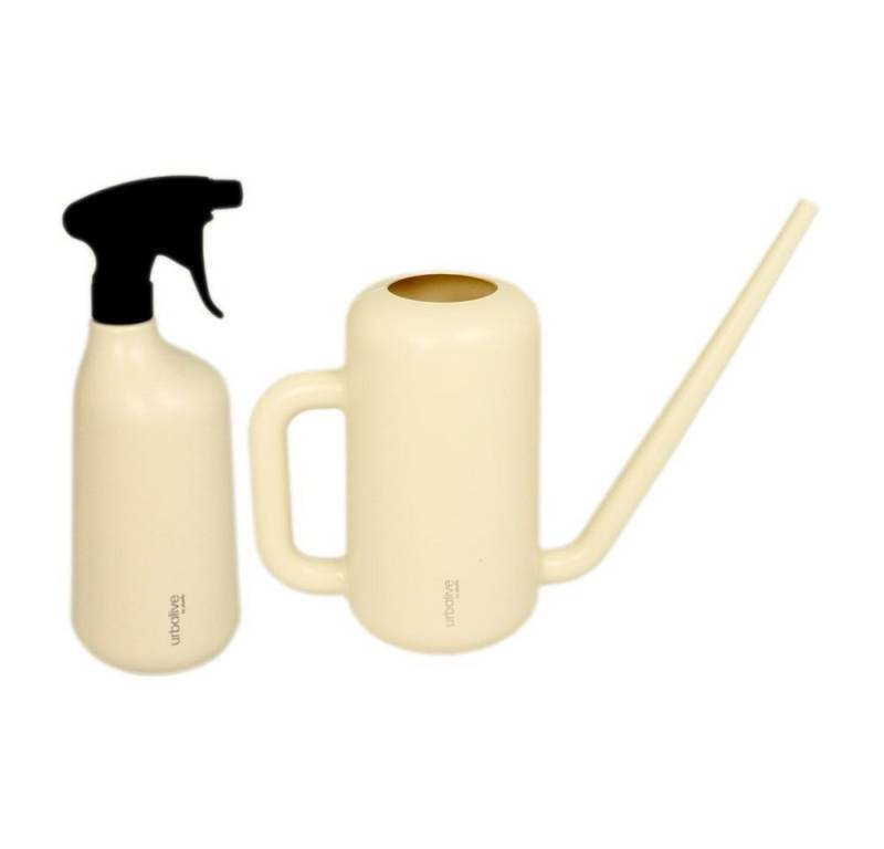 Heimwerkercenter Übertopf MePla - Set Gießkanne Pilea 1,8L + Sprüher 1,0L - elfenbein, Kunstoff von Heimwerkercenter