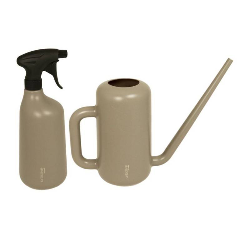 Heimwerkercenter Übertopf MePla - Set Gießkanne Pilea 1,8L + Sprüher 1,0L - taupe, Kunstoff von Heimwerkercenter
