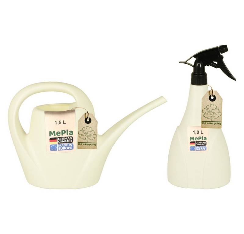 Heimwerkercenter Übertopf MePla - Set Kunststoff Gießkanne 1,5l Indoor + Sprüher 1,0l - weiss von Heimwerkercenter