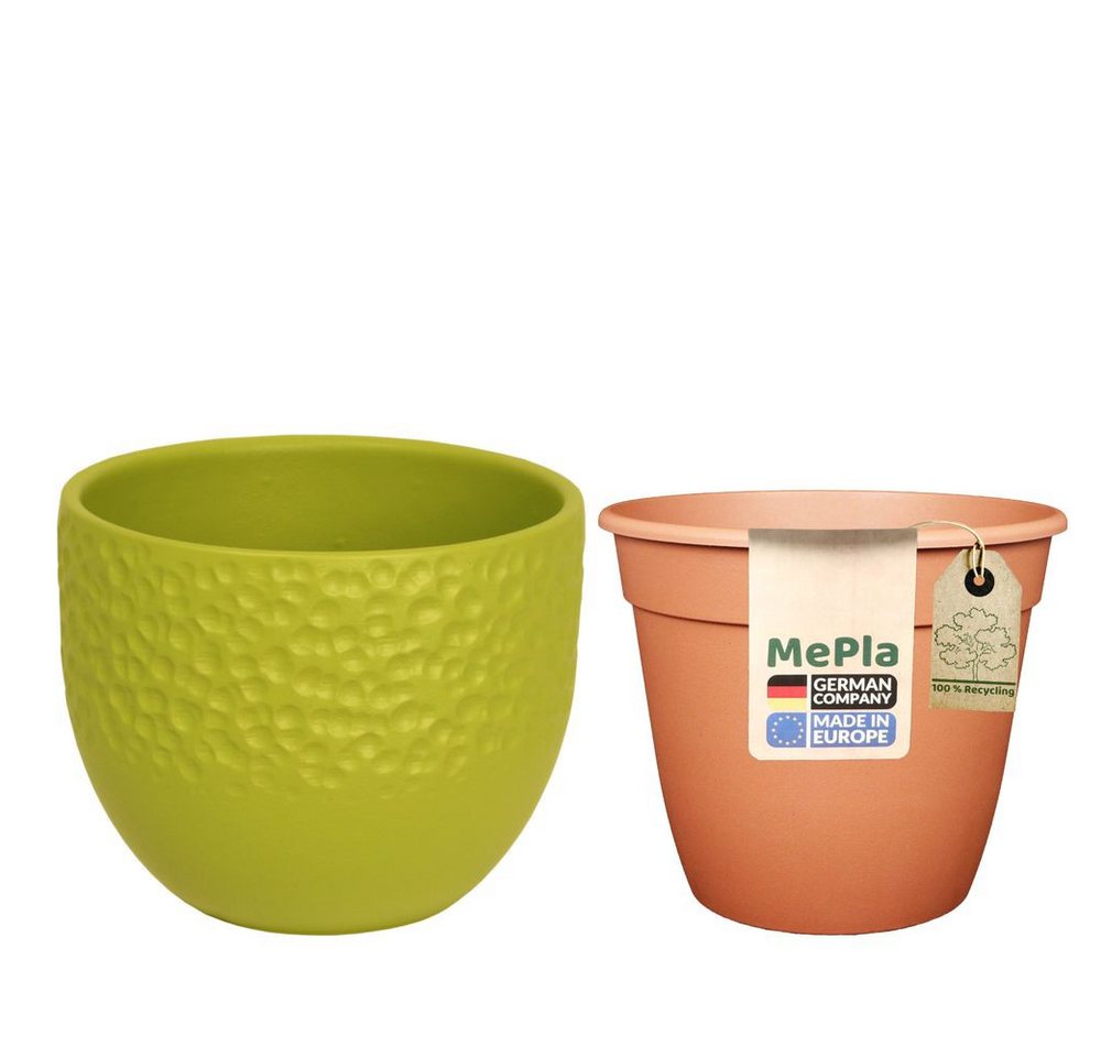 Heimwerkercenter Übertopf MePla - Set - Übertopf 536 Dots ø12 - Grün-matt + Pflanztopf ø10 Heimwerkercenter Übertopf MePla - Set - Übertopf 536 Dots ø12 - Grün-matt + Pflanztopf ø10 von Heimwerkercenter