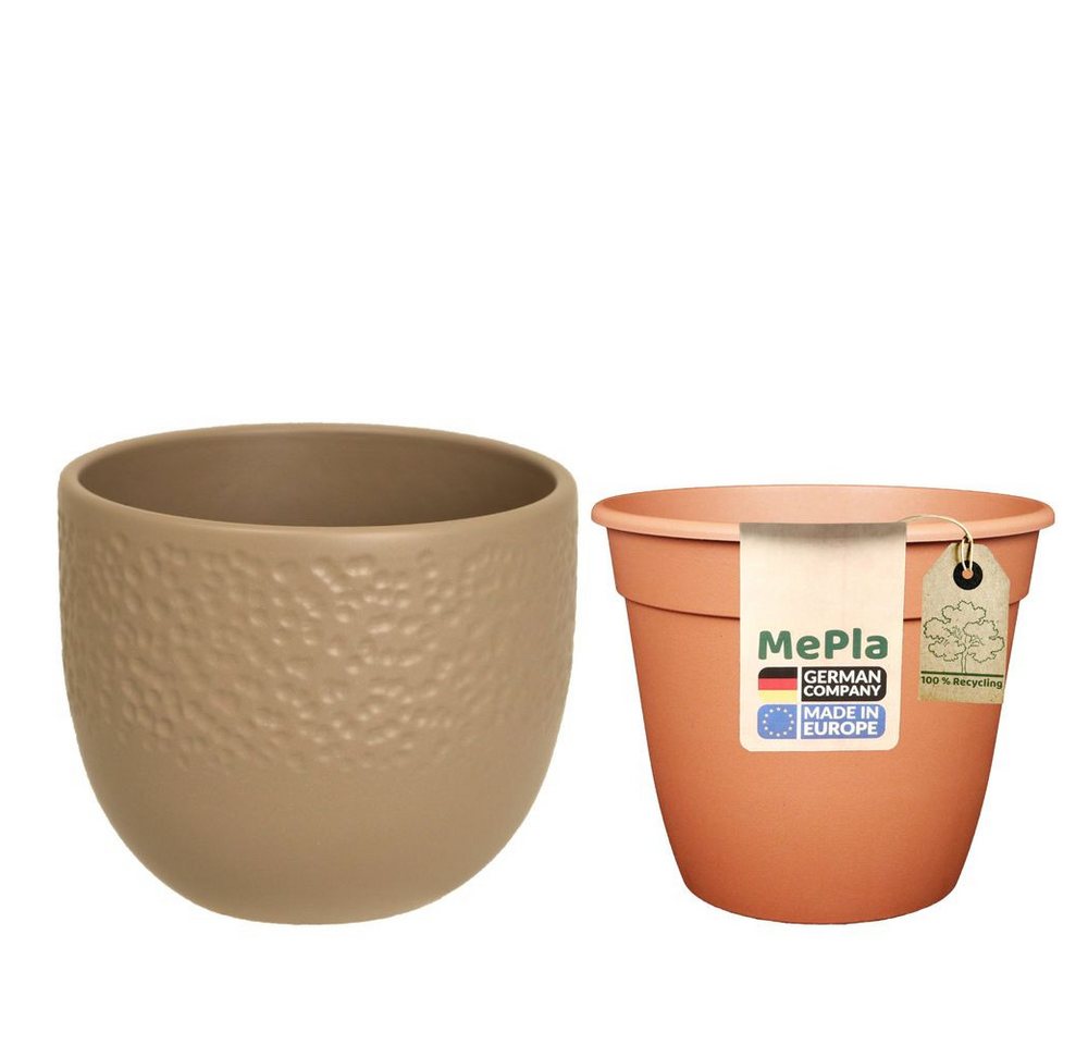 Heimwerkercenter Übertopf MePla - Set - Übertopf 536 Dots ø12 - Taupe-matt + Pflanztopf ø10 Heimwerkercenter Übertopf MePla - Set - Übertopf 536 Dots ø12 - Taupe-matt + Pflanztopf ø10 von Heimwerkercenter