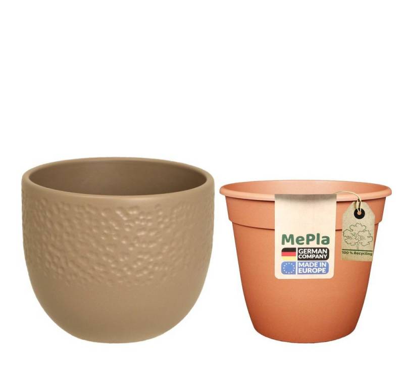 Heimwerkercenter Übertopf MePla - Set - Übertopf 536 Dots ø12 - Taupe-matt + Pflanztopf ø10 Heimwerkercenter Übertopf MePla - Set - Übertopf 536 Dots ø12 - Taupe-matt + Pflanztopf ø10 von Heimwerkercenter