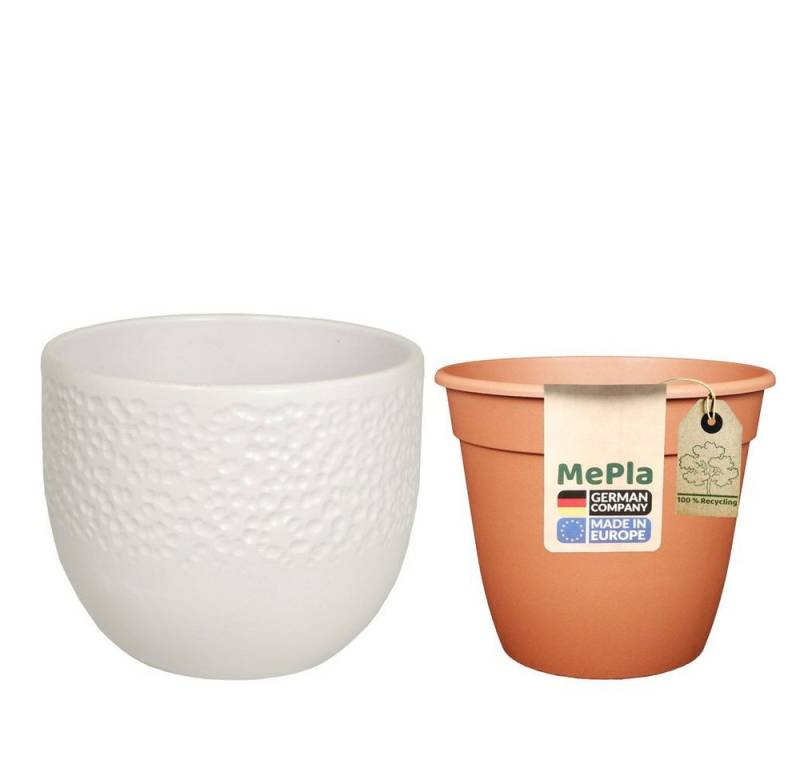 Heimwerkercenter Übertopf MePla - Set - Übertopf 536 Dots ø12 - Weiss-matt + Pflanztopf ø10 Heimwerkercenter Übertopf MePla - Set - Übertopf 536 Dots ø12 - Weiss-matt + Pflanztopf ø10 von Heimwerkercenter
