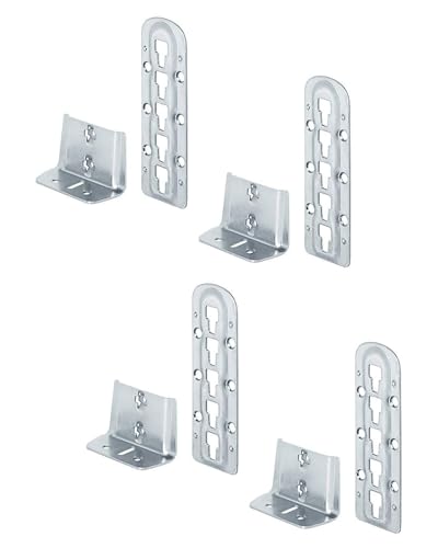 Gedotec Bettverbinder Holz Bettbeschlag Bett-Winkel zum Einhängen - H3580 | Stahl blau verzinkt | Bettsockel-Verbinder höhen-verstellbar | 4 Set - Metall Einhängebeschlag für Lattenrost-Mittelbalken Gedotec Bettverbinder Holz Bettbeschlag Bett-Winkel zum Einhängen - H3580 | Stahl blau verzinkt | Bettsockel-Verbinder höhen-verstellbar | 4 Set - Metall Einhängebeschlag für Lattenrost-Mittelbalken von Gedotec