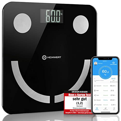 HEIMWERT Körperfettwaage Test SEHR GUT - Testsieger Design Waage mit Bluetooth APP und wiederaufladbarem USB Akku - Körperanalysewaage Personenwaage Waage Personen Personenwaage Körperfett digital HEIMWERT Körperfettwaage Test SEHR GUT - Testsieger Design Waage mit Bluetooth APP und wiederaufladbarem USB Akku - Körperanalysewaage Personenwaage Waage Personen Personenwaage Körperfett digital von Heimwert