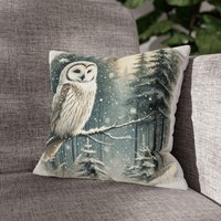 Kissenbezug Eule 35x35 cm - Wild & Wald Design, Deko Für Naturliebhaber, Rustikale Deko, Geschenkidee, Hochwertiger Baumwoll-Look von HeinTanja