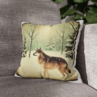 Kissenbezug Wolf 35x35 cm - Wild & Wald Design, Deko Für Naturliebhaber, Rustikale Deko, Geschenkidee, Hochwertiger Baumwoll-Look von HeinTanja