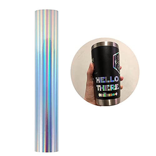 Heinaroman Holografische Selbstklebende Vinylfolie Plotter - 30x305cm Plotterfolie Selbstklebend Vinyl Rollen, Permanente Metallic Vinylfolie für Aufkleber, Cric, Scrapbooking (Spektrales Silber) von Heinaroman