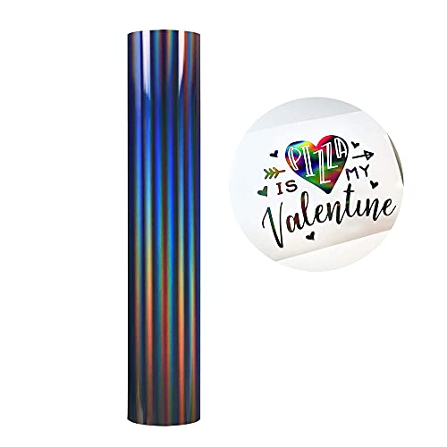 Holografische Selbstklebende Vinylfolie Plotter - 30x305cm Plotterfolie Selbstklebend Vinyl Rollen, Permanente Metallic Vinylfolie für Aufkleber, Cric, Scrapbooking (Holografisches Dunkelgrau) von Heinaroman
