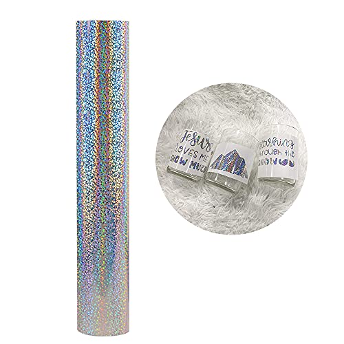 Holografische Selbstklebende Vinylfolie Plotter - 30x305cm Plotterfolie Selbstklebend Vinyl Rollen, Permanente Metallic Vinylfolie für Aufkleber, Cric, Scrapbooking (Holographischer Blitz Silber) von Heinaroman