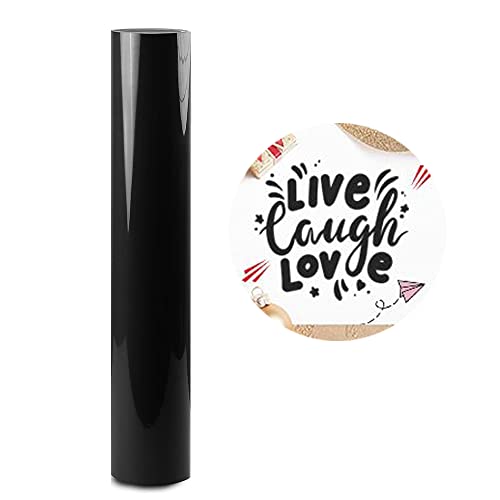 Heinaroman Selbstklebende Vinylfolie Plotter - 30x305cm Plotterfolie Selbstklebend Vinyl Rollen, Permanente Klebefolien Vinylfolie Plotter für Aufkleber, Cric, Scrapbooking (Glänzend Schwarz) von Heinaroman