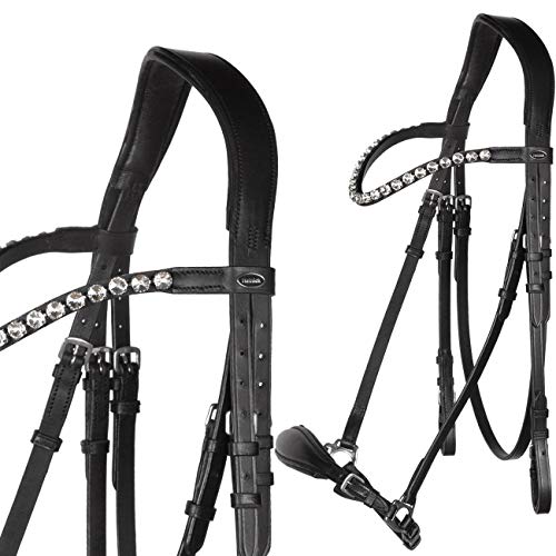 Heinick-Reitsport Trense Soft Hannoveranisch verstellbar Stride Schwarz ~ Glow-Silver ~ Vollblut von Heinick-Reitsport