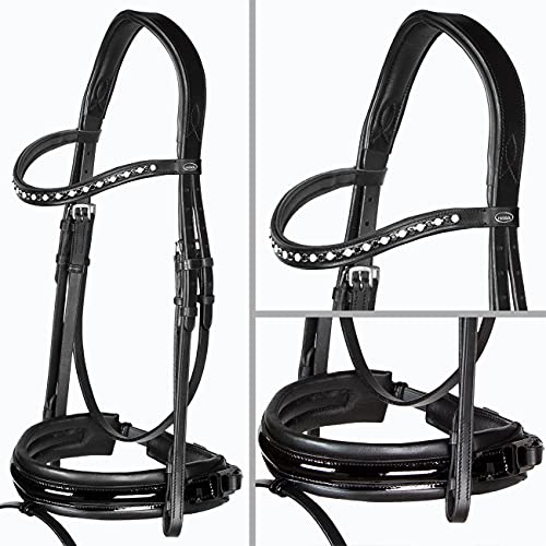 Heinick-Reitsport Trense anatomisch Motion Schwarz Lack breites RH mit Zaumhaken ~ Warmblut ~ (Bern) von Heinick-Reitsport