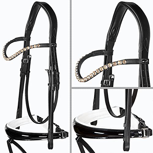 Heinick-Reitsport Trense anatomisch Performance Weiß Lack konisches RH Zaumhaken ~ Warmblut ~ Auswahl (Glow-Champagner) von Heinick-Reitsport