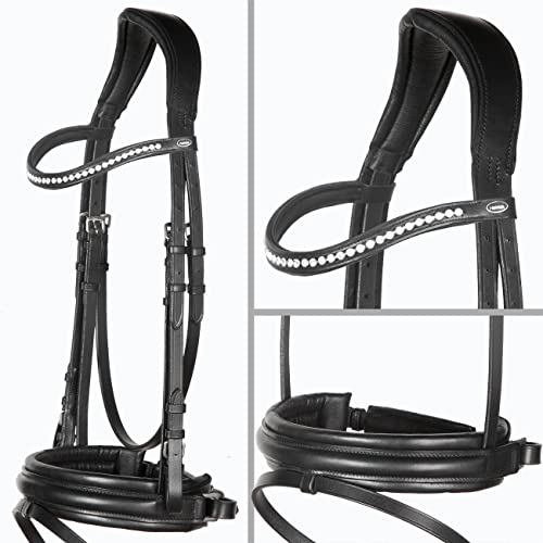 Heinick Trense Motion breites RH Schwarz Diamond Schnallen oder Zaumhaken Warmblut 9 Stirnriemen von Heinick-Reitsport