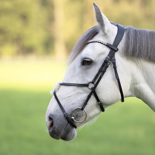 Heinick Trense mexikanisch Schwarz Zaumhaken ~ Glow-Silver ~ Warmblut von Heinick-Reitsport