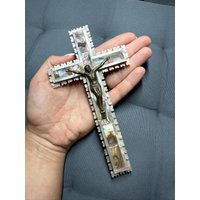 Antikes 14 Relikt-Olivenholz-Perlmutt-Christ-Kruzifix-Kreuz Bethlehem-Weinlese Antikes 14 Relikt-Olivenholz-Perlmutt-Christ-Kruzifix-Kreuz Bethlehem-Weinlese von HeinrichAntique