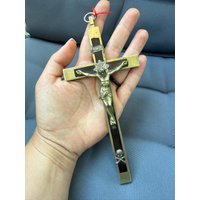 Antikes Großes Brustkruzifix/Kreuz Mit Totenkopf Und Gekreuzten Knochen An Der Basis, Metall Ebenholz 1900 Antikes Großes Brustkruzifix/Kreuz Mit Totenkopf Und Gekreuzten Knochen An Der Basis, Metall Ebenholz 1900 von HeinrichAntique