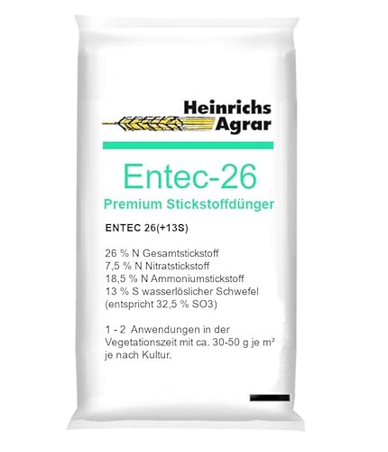 Heinrichs Agrar 5 kg Premium Stickstoffdünger mit Schwefel Entec-26 Universaldünger mit Langzeitwirkung für Rasen und Gemüse Heinrichs Agrar 5 kg Premium Stickstoffdünger mit Schwefel Entec-26 Universaldünger mit Langzeitwirkung für Rasen und Gemüse von Heinrichs Agrar