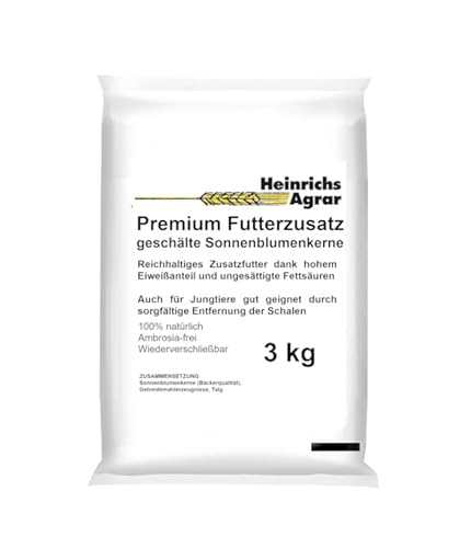 Heinrichs Agrar Premium Futterzusatz Vogelfutter, Geschälte Sonnenblumenkerne 3 kg Heinrichs Agrar Premium Futterzusatz Vogelfutter, Geschälte Sonnenblumenkerne 3 kg von Heinrichs Agrar