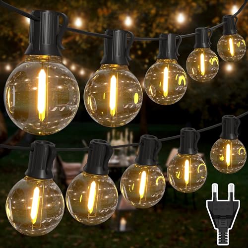Heinstian Lichterkette Außen mit Stecker, 30M Lichterkette Outdoor mit 50+2 G40 Glühbirnen Lichterkette, Wasserdicht LED Lichterkette Aussen für Garten, Pavillon, Hochzeiten, Partys, Terrasse, Camping von Heinstian
