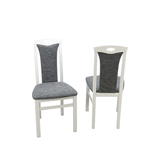 Heinz Hofmann Esszimmerstuhl 2-er Set, Gestell Massivholz weiß, Bezug Stoff Graphit von Heinz Hofmann