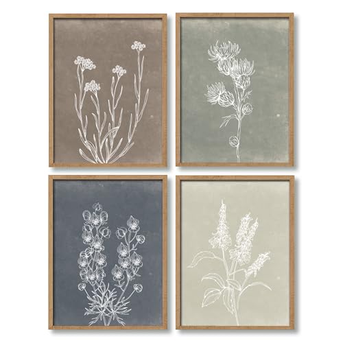 Heiple Gerahmte Boho-Wandkunst, 4er-Set, Holz-Wandkunst für rustikales Vintage-Bauernhaus, Wohnzimmer, Schlafzimmer, Badezimmer, Küche, Wanddekoration (schwarz, 40,6 x 50,8 cm) von Heiple