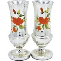 Mid Century Vintage Silber Mercury Glas Vasen - Ein Paar von HeirloomHouseAntique