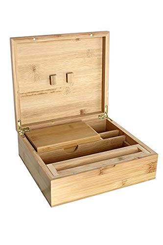 Heisenberg Bambus Box für Selberdreher - 22 x 19,5 x 8 cm - Rolling Box inkl. Sieb Schatulle - 5 Fächer (Extra Large) von Heisenberg