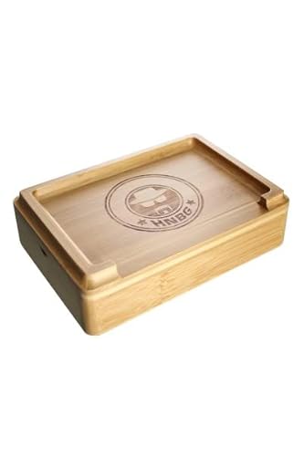 Heisenberg Dreh- und Stonerbox HNBG 20x14x6 cm aus Bambus mit raffiniertem Magnetverschluss und integriertem Dreh-Tablett von Heisenberg