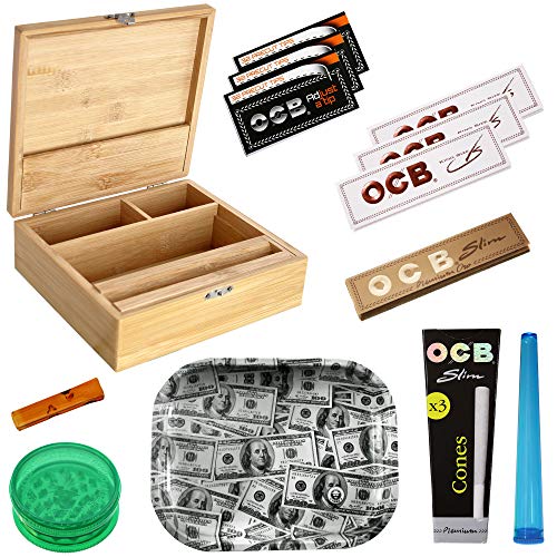 Heisenberg Rolling Box Geschenkset zum Zigarettendrehen, All-in-One Dreherbox, Bambus Aufbewahrungsbox mit Zubehör von OCB (L) von Heisenberg