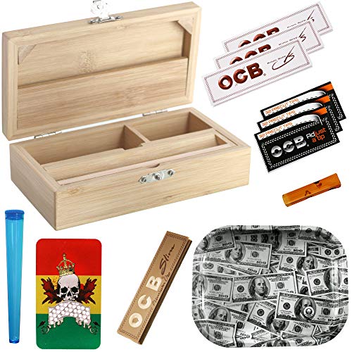 Heisenberg Rolling Box Geschenkset zum Zigarettendrehen, All-in-One Dreherbox, Bambus Aufbewahrungsbox mit Zubehör von OCB (S) von Heisenberg