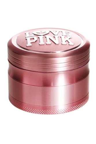 LOVE PINK Grinder Kräuterühle aus Metall von Heisenberg, 4-lagig, Durchmesser ca. 62mm, zum Zerkleinern von Kräutern und anderen Pflanzen von Heisenberg