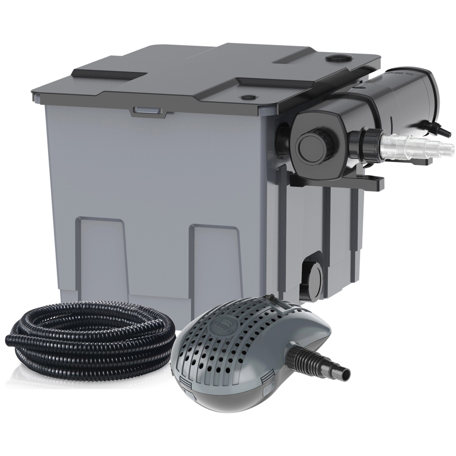 Heissner Durchlauffilter-Set FPU 16000 mit UVC-Klärer für Teiche bis 16.000 l Heissner Durchlauffilter-Set FPU 16000 mit UVC-Klärer für Teiche bis 16.000 l von Heissner