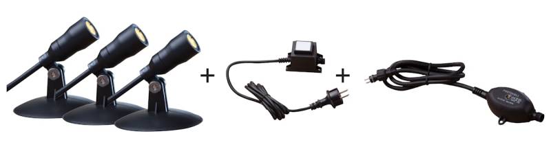 Heissner SMART LIGHT Starter-Set "Spot" 3 Spots + Dämmerungssensor + Transformator (L410-00) von Heissner