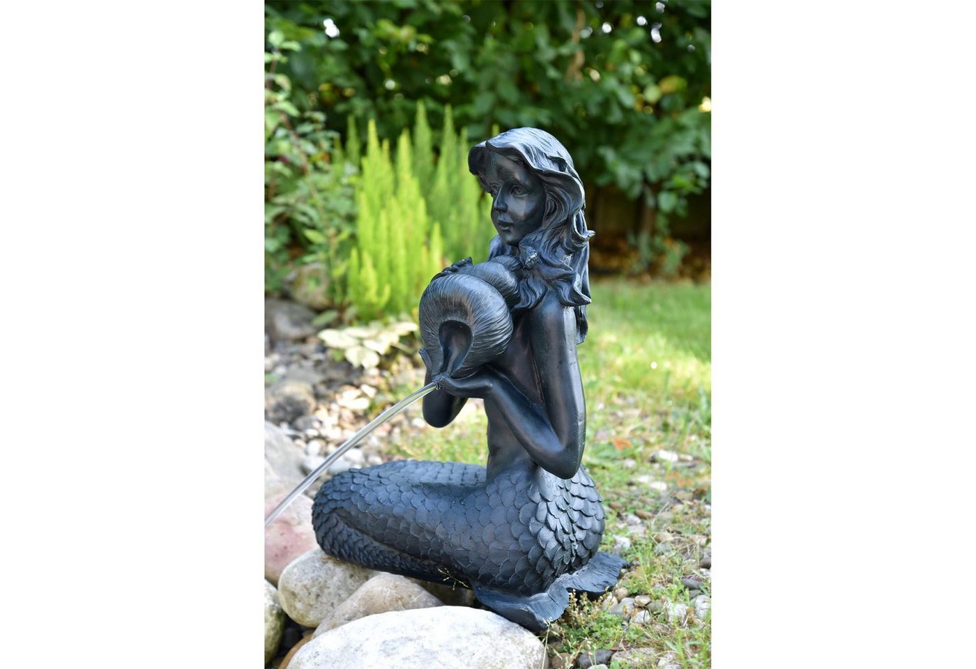 Heissner Wasserspeier Teichfigur 'Meerjungfrau mit Amphore', 39x26x54cm von Heissner