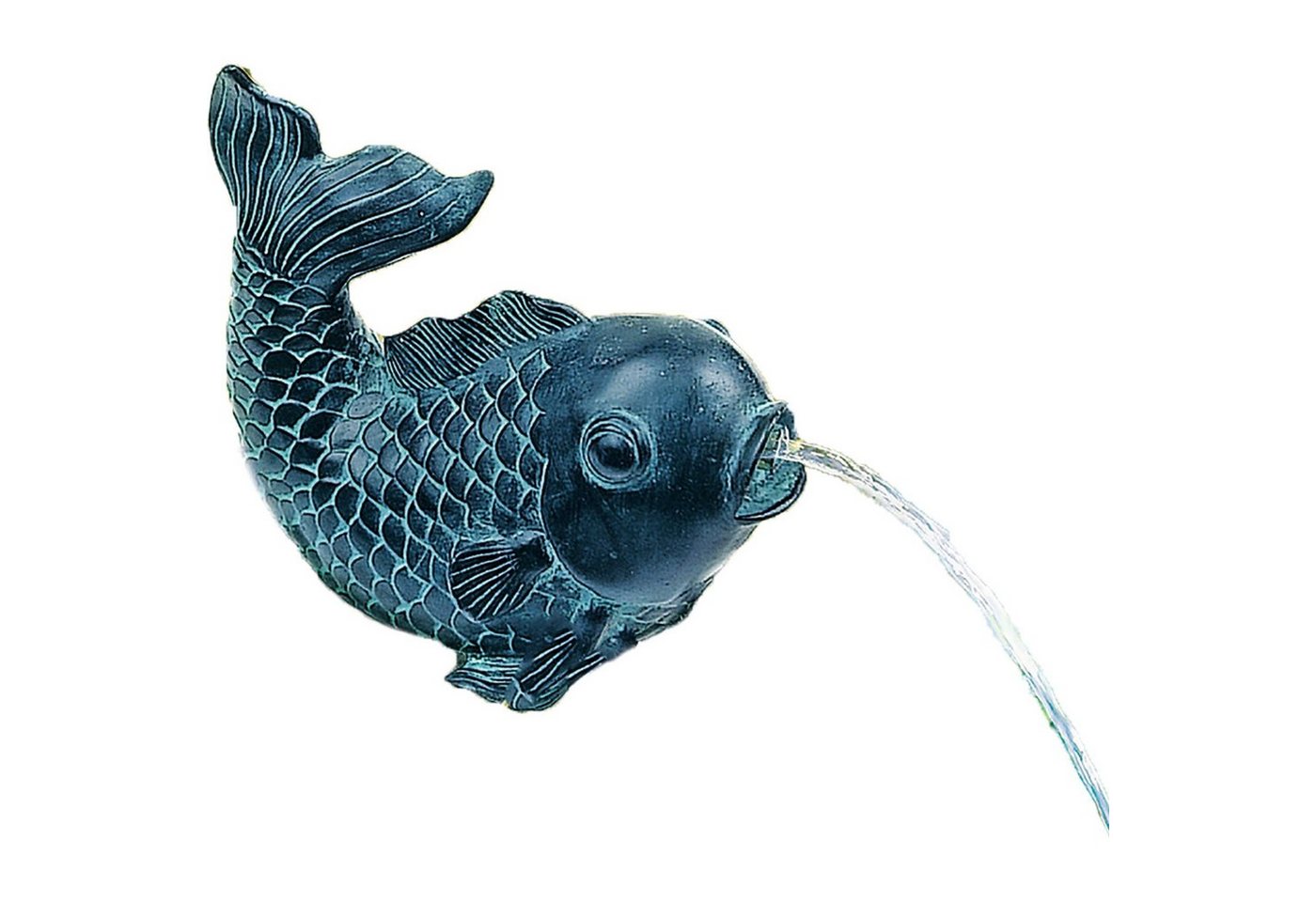 Heissner Wasserspeier Teichfigur Speier Fisch Dekor Bronze von Heissner