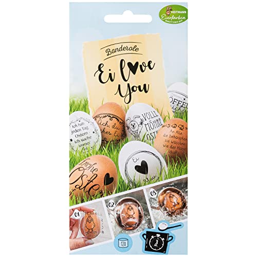 Heitmann Eierfarben - Banderole Ei Love You - 12 Sleeves in 8 Motiven 1018957 Schwarz/Weiß 17 x 8 x 0,1 cm Heitmann Eierfarben - Banderole Ei Love You - 12 Sleeves in 8 Motiven 1018957 Schwarz/Weiß 17 x 8 x 0,1 cm von Heitmann Eierfarben