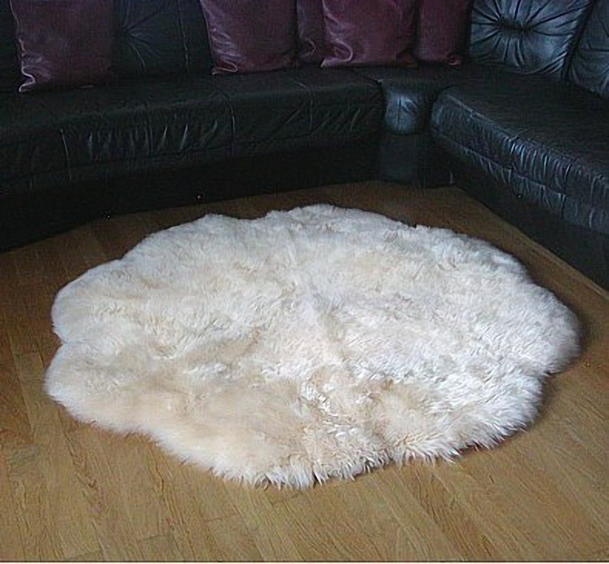 Fellteppich Fellteppiche beige rund waschbar, Ø ca. 140 cm, Haarlänge ca. 70 mm, Ensuite von Ensuite