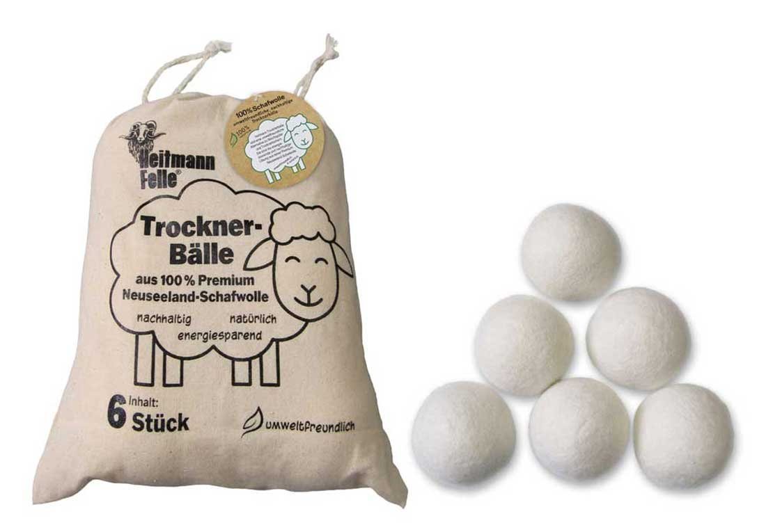 Heitmann Felle Trocknerball 6 Sück Trocknerbälle aus 100% Premium Neuseeland-Schafwolle von Heitmann Felle