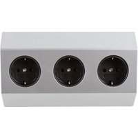 Gebraucht] Heitronic Steckdosenleiste 3fach Auf /Unterbausteckdose Steckdose Weiß Silber B-Ware von Heitronic