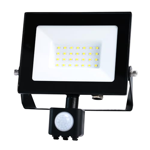 Heitronic LED Flutlichtstrahler mit Bewegungsmelder Bolton 2.0 warmweiß 30 Watt 2505 Lumen Scheinwerfer Fluter von Heitronic