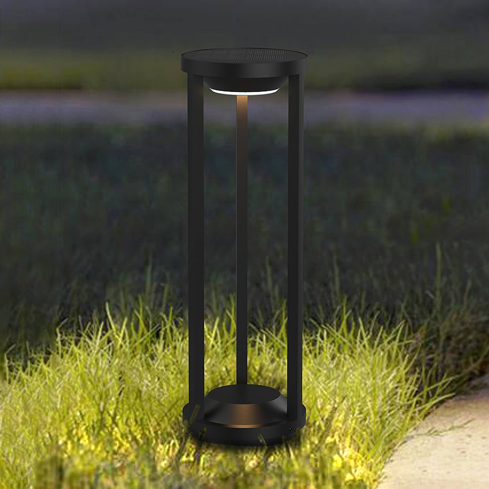 LED-Solar-Pollerleuchte Pilastro, Sensor, Erdspieß LED-Solar-Pollerleuchte Pilastro, Sensor, Erdspieß von Heitronic