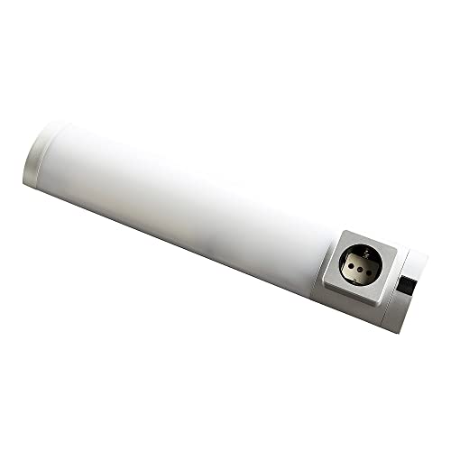 Heitronic LED Unterbauleuchte DETMOLD, 44,9cm, 5W, 4000K, 250lm, IP20, mit Steckdose 1-fach, mit Ein-/Auschalter, weiß von Heitronic