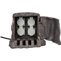 [NEUWERTIG] B-Ware Heitronic 37500 Gartensteckdose 4fach Ip44 Polyresin Steckdose Kunststoff Braun von Heitronic