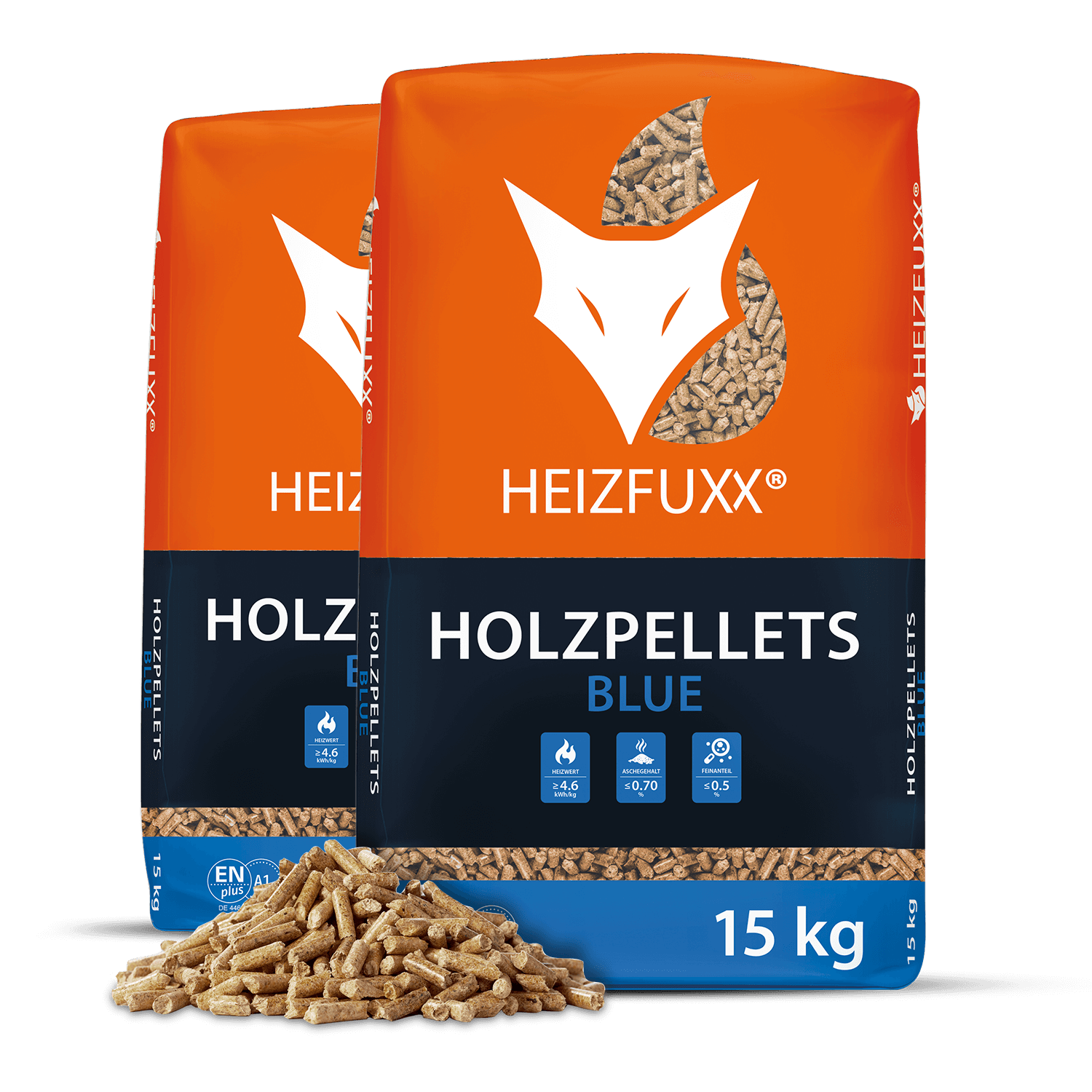 Heizfuxx Holzpellets Blue 15kg x 2 Sack 30kg von Heizfuxx